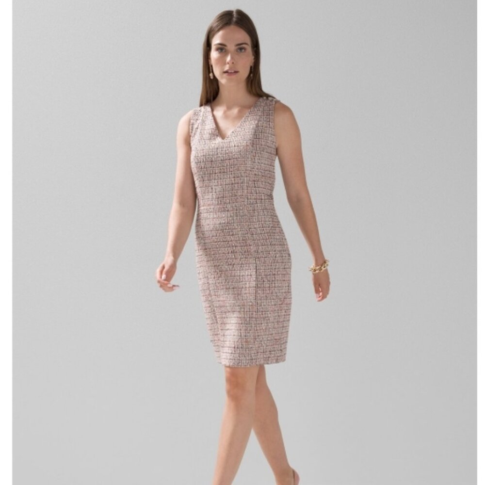 NWT - WHBM Sheath Party & Cocktail Dress, Mulit-color Tweed Size 10 - NWT
